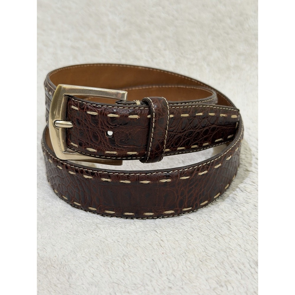 Martin Dingman Men's 32" 80 Crocodile Grain Italian Calfskin Belt USA Brown